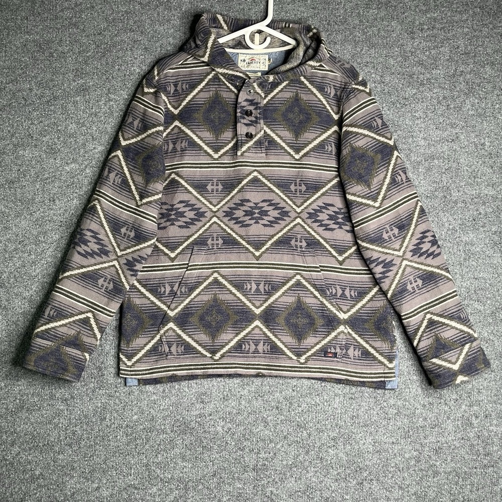Faherty Blanket Poncho Pullover Hoodie Men M Geometric Navajo Southwestern